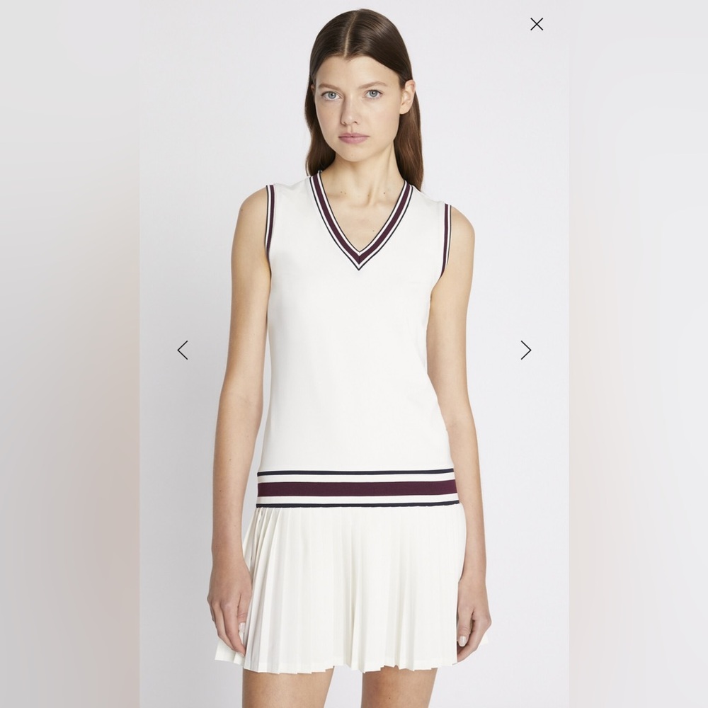 Tory Sport White & Burgundy Tennis Dress